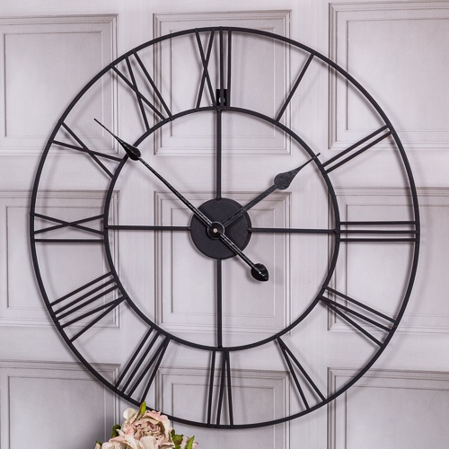 Large Black Metal Skeleton Clock - Chic Interior