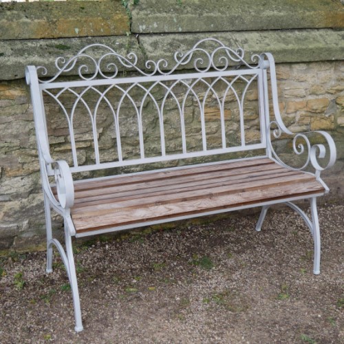 Vintage Grey Metal Garden Bench