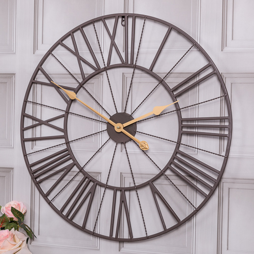 Large Black Metal Skeleton Wall Clock - Chic Interior