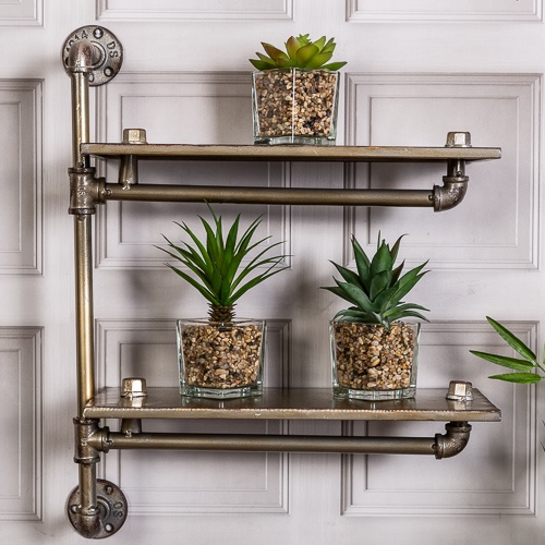 Industrial Gold Pipe Wall Shelf | Chic Decor