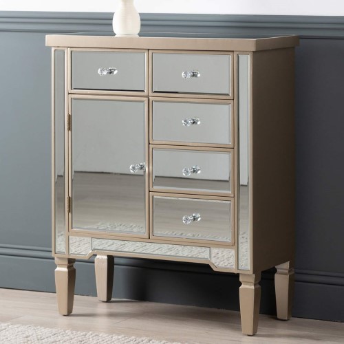 Champagne mirrored online dresser