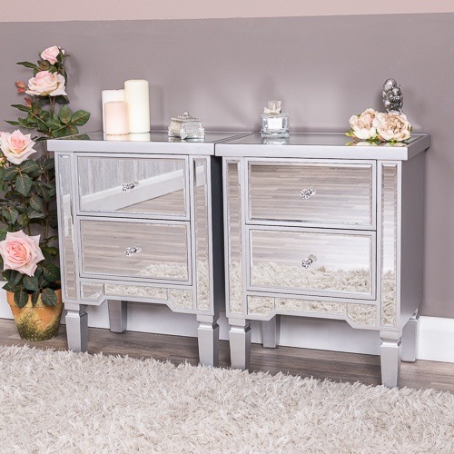 Pair of Mirrored Bedside Tables | Chic Bedroom Furniture