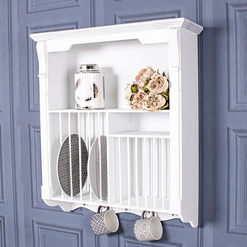 White Wall Mounted Plate Rack Unit