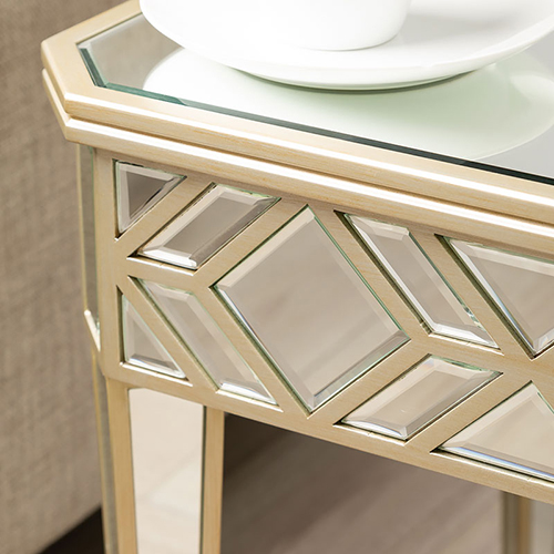 Champagne Gold Mirrored End Table Santorini Collection